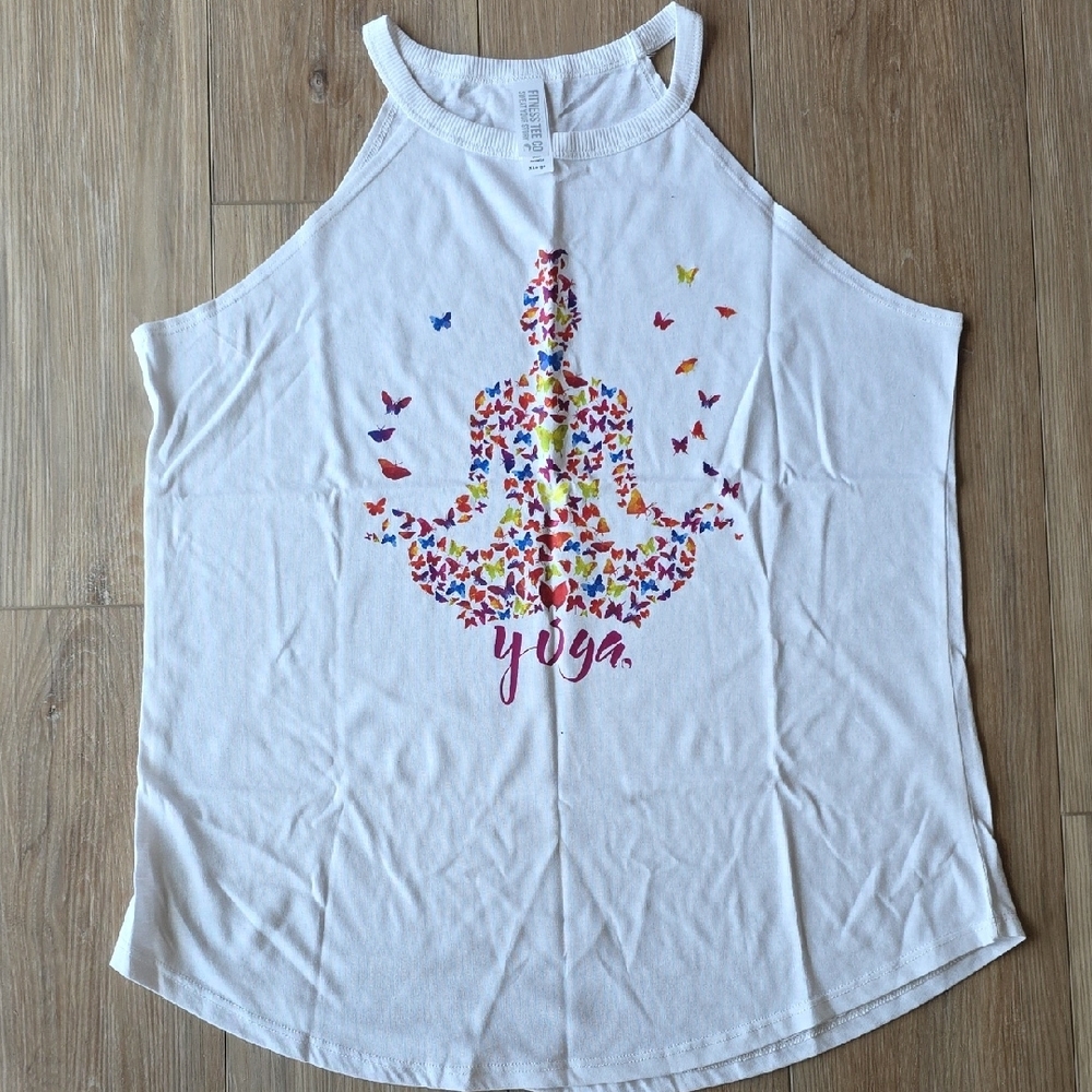 White Yoga Butterfly Tank Top